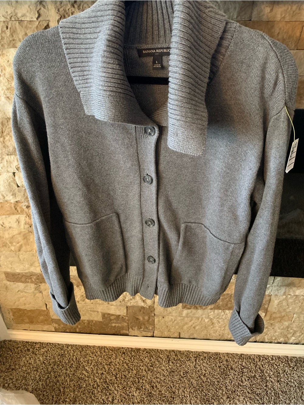 Banana Republic Gray Shawl-Collar Button Cardigan